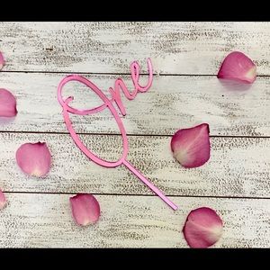 “One” cake topper in acrylic
